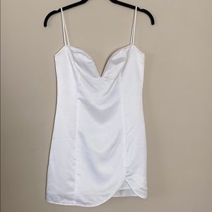 NBD White Satin Mini Dress